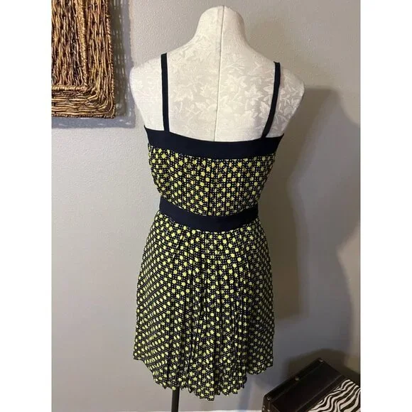 Milly Dress Blue Green 6 Silk A Line - Picture 8 of 10